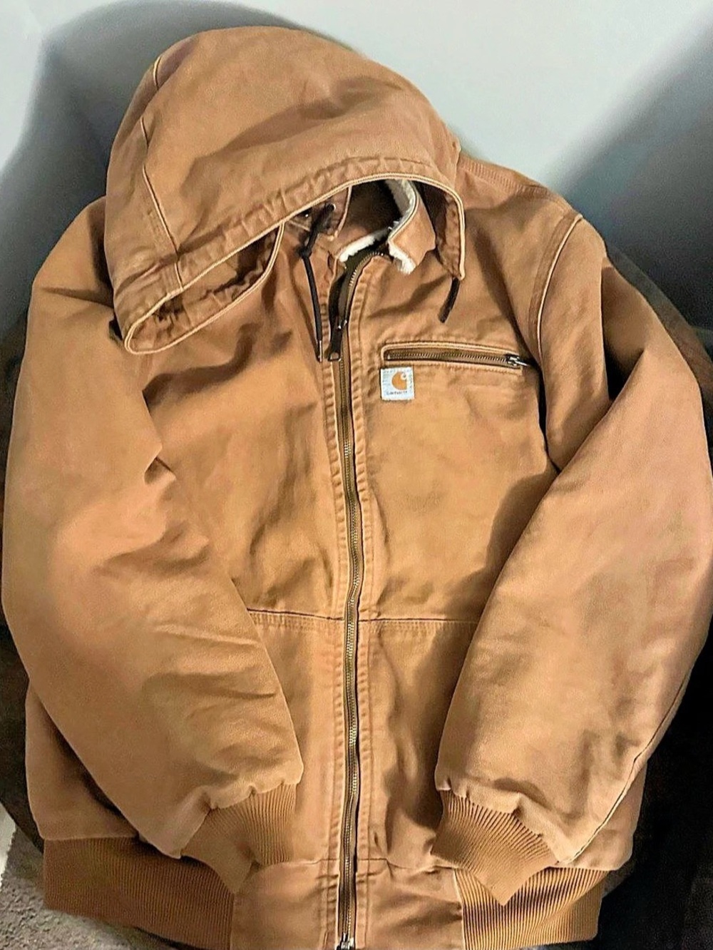 Carhartt Kids Canvas Insulated Hooded Active Jacket Brown